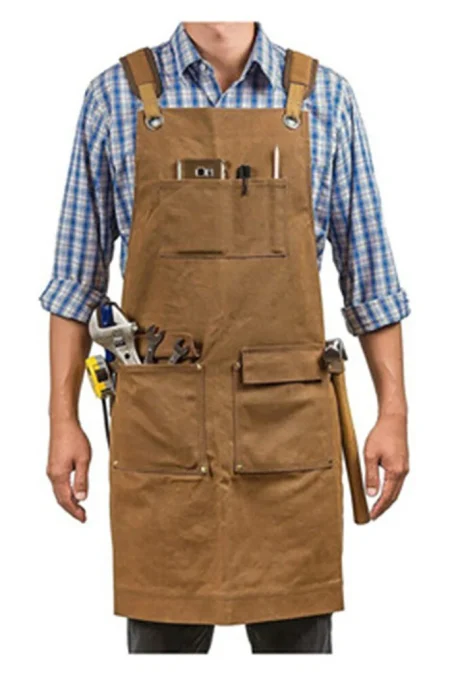 Woodworking Gardening Apron for Men with Multiple Tool Pockets Canvas Work Apron for Woodworkers Gardener Carpenters Bla