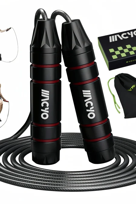 MACYO 3M Adjustable Professional Jump Rope with Adjustable - Detachable Steel Cable, 6 Rotating Bearings, Foam Handle, f