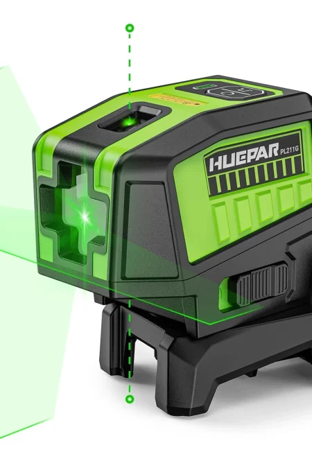 Huepar PL211G Laser Level Green Beam 2 Dots 2 Lines Self-Leveling Outdoor Pulse Mode Magnetic Mount Long Working Distanc