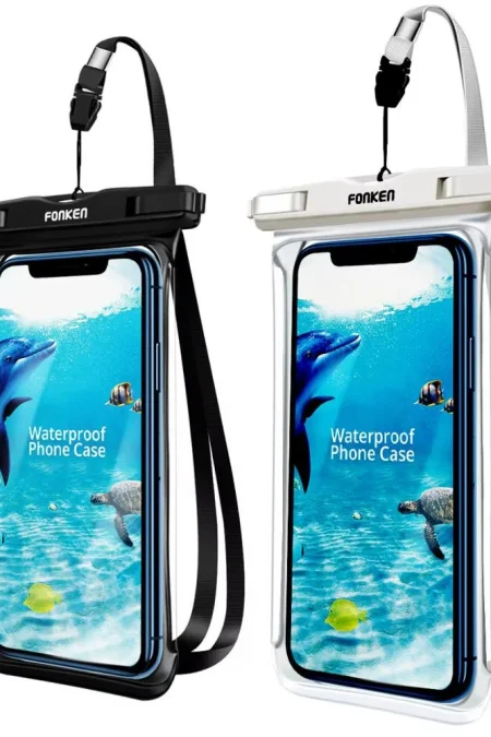 Fonken IPX8 Waterproof Phone Case with Lanyard Full Touch Screen Clear Dry Bag for Up to 6.5 Inch Phones Swimming Beach