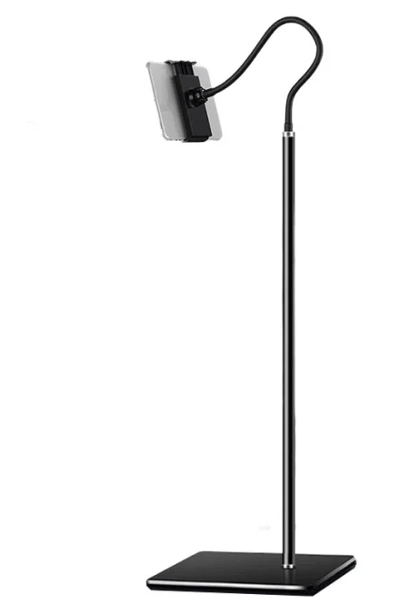 Universal Telescopic Floor Phone Tablet Stand with Adjustable Flexible Tube 55-100cm Adjustable Height Heavy Duty Metal