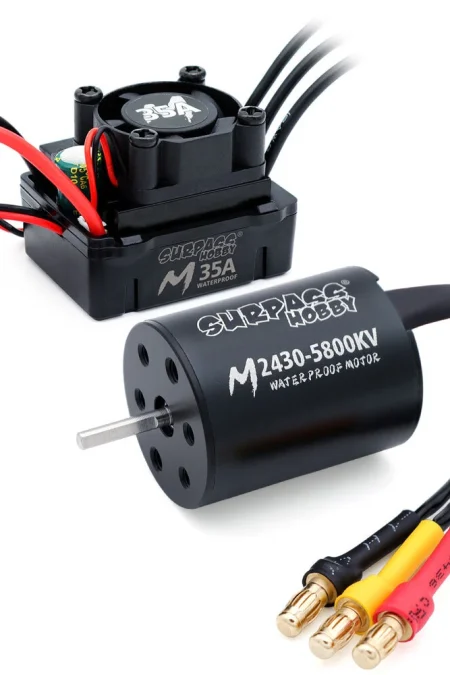 SURPASS-HOBBY M2430/M2435/M2440 All-Black Waterproof Brushless Motor M35A Waterproof ESC Motor and ESC For 1/18 RC Car P