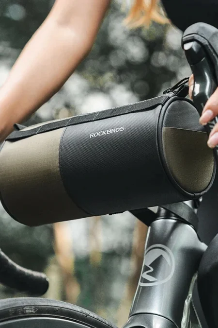 ROCKBROS Bicycle Handlebar Bag 1.7L Large Capacity Three-point Fixation Adjustable Strap Shoulder Bag for Cycling Campin