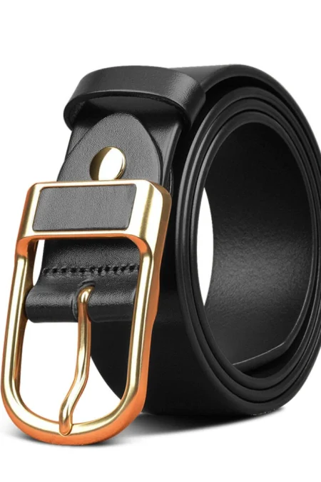 110-130cm Men's Casual Belt with Alloy Buckle 3.3cm Wide Simple Convenient Business Casual Pin Buckle Leather Belt
