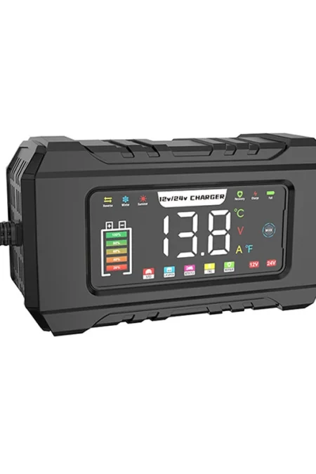 RJtianye 9 Stage Charging 12V 15A / 24V 8A Large Color Screen Battery Charger Trickle Charge Mode for 12V 2Ah-200Ah / 24