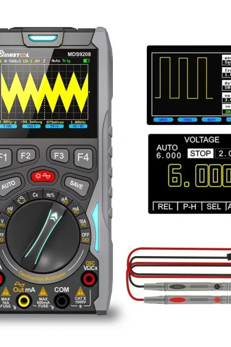 MUSTOOL MDS9208 3In1 Oscilloscope Multimeter Signal Generator 12MHz 50Msps Portable High Storage Capacity Low Power Cons