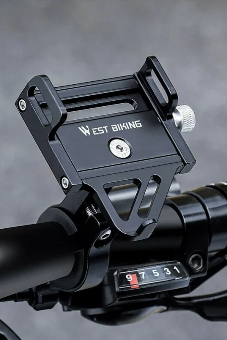 WEST BIKING Bike Holder Aluminum Alloy 180° Adjustable Shockproof Anti-fall Handlebar Holder Suit for 55-100mm Cell Phon