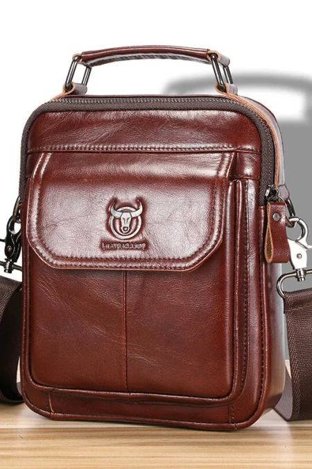BULLCAPTAIN Classical Men's Genuine Leather Shoulder Bag Retro Business Casual Crossbody Bag Male Large Capacity Handbag