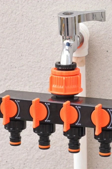 4 Way Garden Hose Splitter Faucet Hose Connector Hose Water Divider With 4 Separate Switches For Outdoor Sprinkler Syste