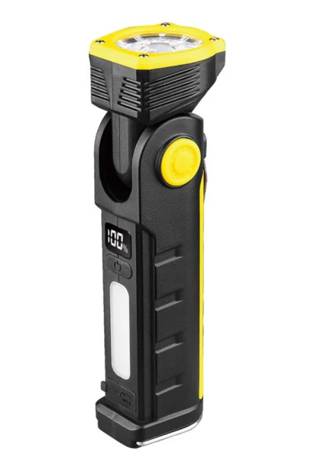Powerful Dual Light Source Flashlight Handheld Folding Lamp Camping Working Torch USB Charging Digital Display with Magn