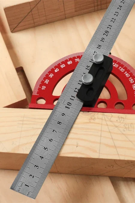 Combination Semi Circular Angle Finder 0 180 Degree Protractor with Detachable 330mm Ruler Precision Woodworking Measure