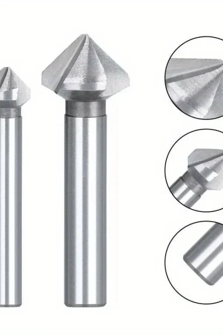 6pcs 90 Degree 3 Flute Chamfering End Mill Cutter Drill Bit HSS Chamfer Countersink Bits Set