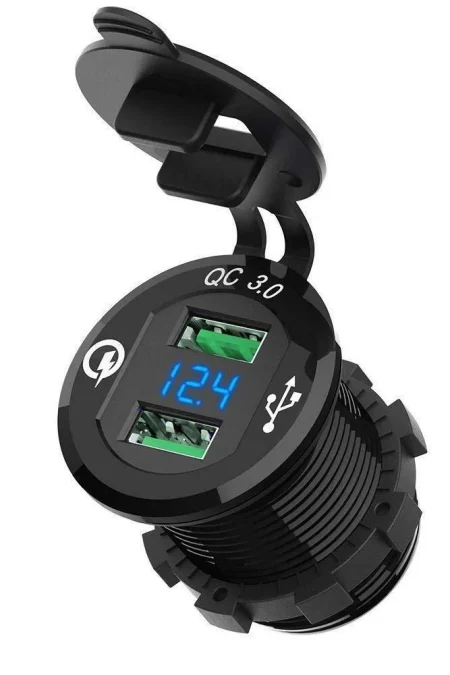 12V-24V QC3.0 Dual USB Quick Charger Socket For Automobile Car Boat Motorcycle Vehicle
