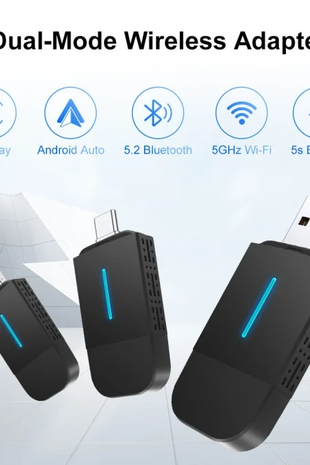 RHYTHM Wireless Carplay Android Auto 2In1 Smart Dongle Adapter 5GWIFI BT5.2 For 99% OEM Car Comes With USB & TYPE-C Inte