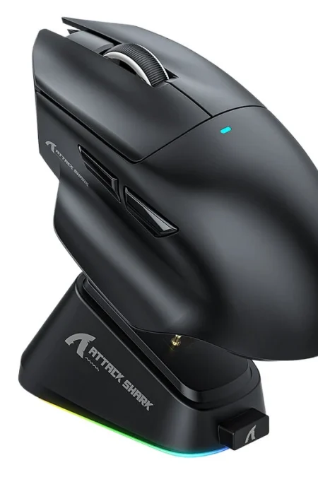 ATTACK SHARK V6 Tri-mode Gaming Mouse with RGB Charging Dock PAW3311 Sensor BK52820 MCU 25000DPI 1KHz Return Rate Ergono
