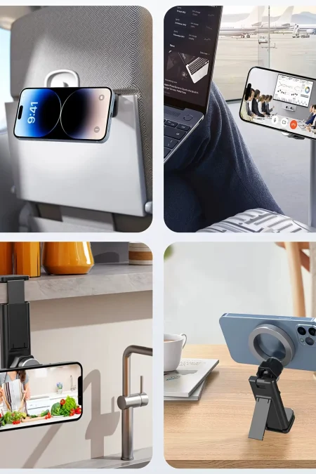 LX-101 Magnetic Cell Phone Holder Airplane Travel Essentials Phone Holder Desktop Cell Phone Holder Tray Table Universal