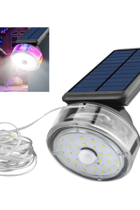 Solar Wall Light with Retractable 8m LED String Light 1800mAh Battery IP55 Waterproof Auto On/Off Outdoor Garden Decor