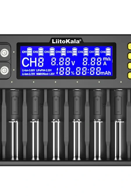 LiitoKala LII-S8 8 Slots LCD Display Battery Charger for Li-ion(IMR/ICR) LiFePO4 Ni-MH/Cd AA AAA C 18650 21700 26650 183