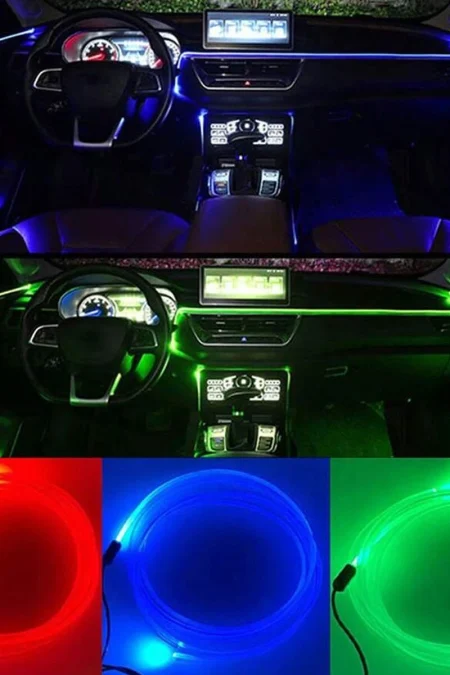 3/5M Car Interior Decoration Light 7 Color Changing Car Atmosphere Flexible LED Light Strip USB Powered for Most of Cars