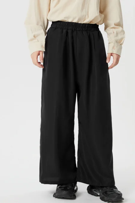 INCERUN Mens Solid Color Comfortable Loose Fit Elastic Pants