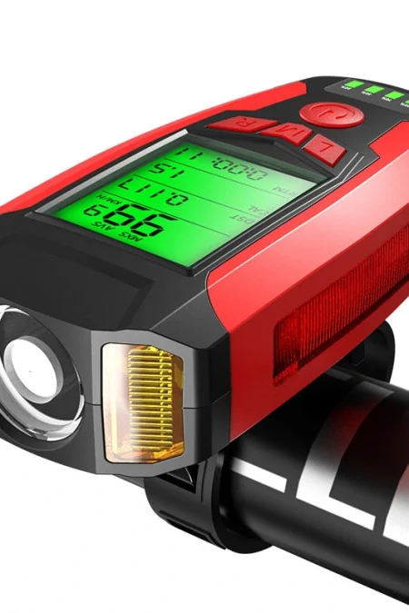 BIKIGHT 3-in-1 350LM COB Bike Light + USB Horn Lamp + Speed Meter LCD Screen 5-Modes Waterproof Bicycle Headlight With H